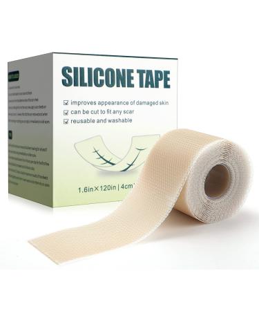 Silicone Scar Sheets - Scar Away Tape Roll (1.6  x 120 Roll) Silicone Strips  Reusable  Professional Scar Removal Sheets for C-Section  Surgery  Burn  Keloid  Acne