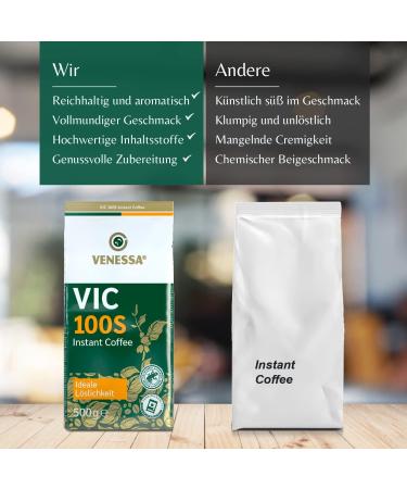 Venessa VIC 100 S 20 Packs of 500g Instant Soluble Coffee - Roasted Hearty Powerful and Full of Taste Coffee - Premium Powder for Automatic Coffee Machine Office Cafe - Buy Online on GoSupps.com