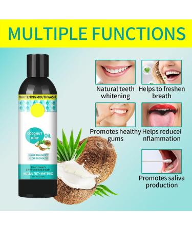 Coconut Oil Mouthwash for Teeth | Natural Teeth Whitening & Oil Pulling with Tongue Scraper | Brightening Coconut Peppermint Oil Mouthwash (2 Pieces) - Buy Online on GoSupps.com