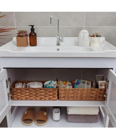 GRANNY SAYS Toilet Organizer Basket 2-Pack - Waterproof Back of Toilet Storage, 3 Sections - Caramel Orange - Bathroom Organizer - Buy Online on GoSupps.com