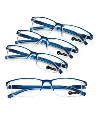 Teraise reading glasses men anti-blue reading glasses light fashion comfortable reading glasses women/reading aid robust computer reading glasses with blue light filter including feather hinge 3.25x blue