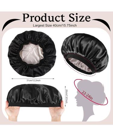 Double-Sided Satin Hair Hood Bonnet - 2-Piece Sleep Cap for Women & Girls | Soft Breathable Nighttime Hair Protection (Black & Leopard) - Buy Online on GoSupps.com