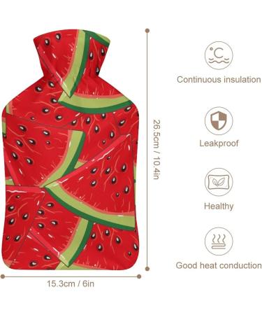 Watermelon Hot Water Bottle with Plush Cover | Hand Warmer for Adults & Children | 26.5x15.3cm | International Shipping Available - Buy Online on GoSupps.com