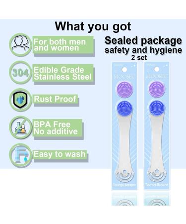 Professional Tongue Scraper Cleaner 2 Packs for Reducing Bad Breath 2 PCS Stainless Steel Tongue Cleaner with 4 Replaceable Tongue Brushes - Buy Online on GoSupps.com
