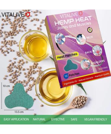 Hemp Pain Patches x10 - Natural Deep Heat Pads for Muscle and Joint Relief | Self Adhesive 10x13.5cm | Up to 12 Hours Warm Sensation - Buy Online on GoSupps.com