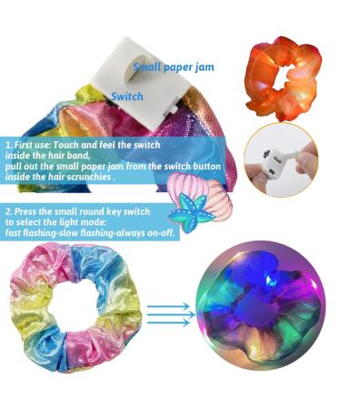 10 Pcs LED Light Up Hair Scrunchies for Girls - Neon Satin Hair Ties Accessories - Glow in the Dark Party Supplies - Buy Online on GoSupps.com
