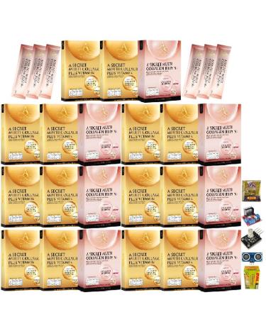 Set 14+7 A Secret Multi Collagen & Collagen Jelly N+ 10 Sachets/Box (250g) Japan Innovative Nourish Smooth Soft Skin Set By Beautygoodshop Get Free For You Beauty Gifts