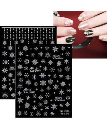 JMEOWIO 9 Sheets Christmas Nail Art Stickers Decals Self-Adhesive Snowflake Winter Holiday White Nail Supplies Nail Art Design Decoration Accessories - Buy Online on GoSupps.com