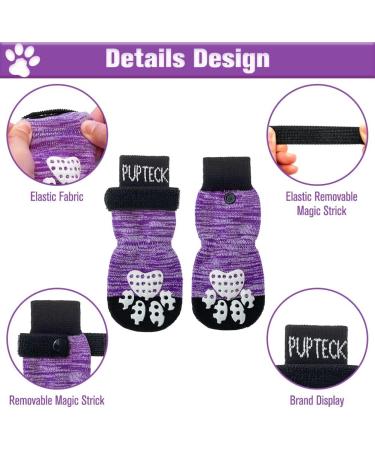 Pupeck Double-Sided Anti-Slip Dog Socks - Adjustable Straps for Indoor Use | 2 Pairs - Medium Purple - Paw Protection & Traction Control on Hardwood Floors - Buy Online on GoSupps.com