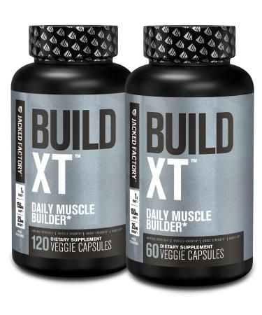 Jacked Factory Build-XT Daily Muscle Builder & Performance Enhancer - Muscle Building Supplement for Muscular Strength & Growth | Trademarked Ingredients Peak02 ElevATP & Astragin - 180 Veggie Pills