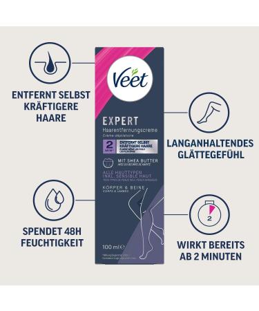 Veet Expert Hair Removal Cream for Body & Legs - Suitable for All Skin Types 100 ml - Buy Online on GoSupps.com