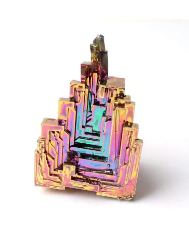 Natural Crystal Rough 1 Piece Rainbow Bismuth Metal Specimen Colorful Cluster Home DecorStones (Color : 31-40g) (Color : 51-60g)