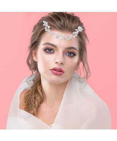 Frcolor Bridal Comb Clips Crystal Pearl Hair Comb Wedding Headpiece (Silver) - Buy Online on GoSupps.com