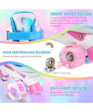 Truwheelz Rainbow Roller Skates for Girls Ages 3-12 | Adjustable Light up Blue Roller Skates (Small Size 6-6.4) - Buy Online on GoSupps.com