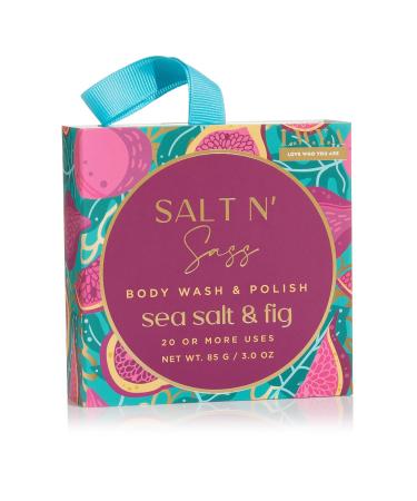 Salt N Sass Body Wash & Polish - Exfoliating Shower Scrubber with Loofah Sponge - Sea Salt & Fig - 3 oz - Luxury Body Care for Women - Buy Online on GoSupps.com