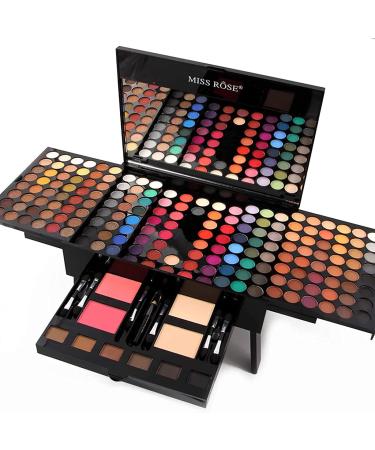 MISS ROSE M 190 Colors Cosmetic Makeup Palette Set Kit Combination,Professional Makeup Kit for Women Full Kit, Makeup Pallet, include Eyeshadow /Facial Blusher /Eyebrow Powder /Eyeliner Pencil /Mirror, All In One Makeup Gi
