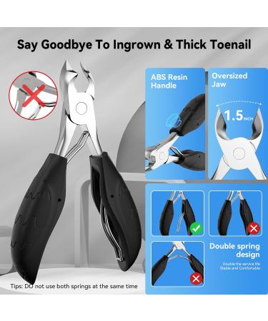 Professional Toe Nail Clippers for Thick Nails - Heavy-Duty Stainless Steel Pedicure Cutter for Ingrown Toenails with Soft Handle - Men and Women - Buy Online on GoSupps.com