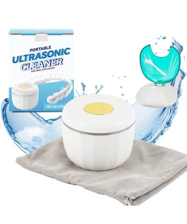 Mxmoonant Mini Ultrasound cleaner for dentures retainers aligners toothbrush head oral apparatus 80ml 230g 18W compact and portable with an braces box and mini brush - Buy Online on GoSupps.com