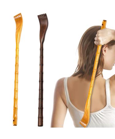 Back scratches 2 pieces 19 inch Glatter manual back scratch made of wood to relieve itching hand -led back scratch made of bamboo for joints for adults older men and women around rounds
