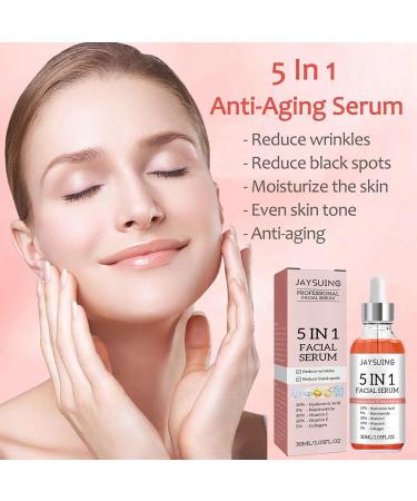 Buy Vitamin C Face Serum - 5 In 1 Anti-Aging Formula with Vitamin E Hyaluronic Acid Collagen & Nicotinamide - Moisturizing Firming & Skin Tone Evenness 30ml - Buy Online on GoSupps.com