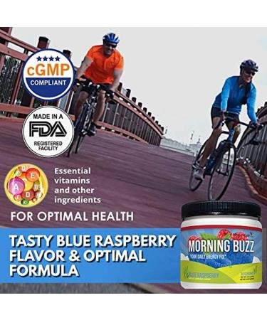 Morning Buzz Energy Drink Powder - Blue Raspberry, 8oz (30 Servings) | Sports Nutrition Energy Drink Mix - Buy Online on GoSupps.com