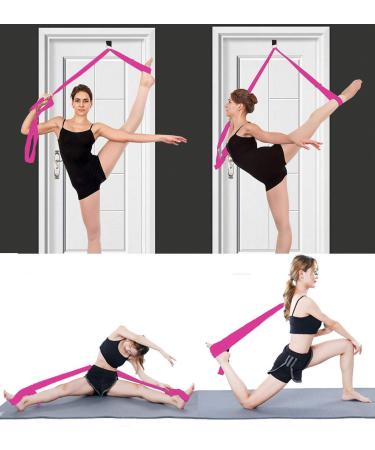 Mingzi Stretching leg spreader easy installation on the door yoga belt stretch band for ballet dancing and gymnastics taekwondo pink