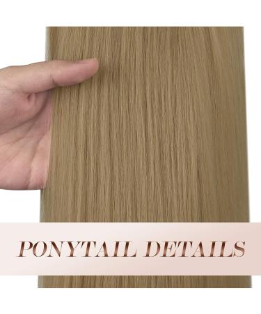FESHFEN Straight Ponytail Extension 14 Inch Blonde 24# Wrap Around Clip-in Hair Piece for Women and Girls - Synthetic Long Ponytail Hairpiece - Buy Online on GoSupps.com