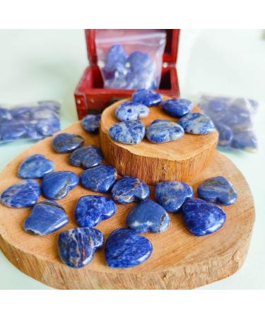 Xiannvxi 20pcs Blue Sodalite Heart Stones - Natural Gemstones for Reiki Healing & Meditation | Perfect Pocket Stones - Buy Online on GoSupps.com