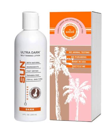 Sun Laboratories Ultra Dark Self-Tanning Lotion for Body and Face - Sunless Tan Golden Glow - Dark - 8 fl oz Bottle 8 Fl Oz (Pack of 1) Dark