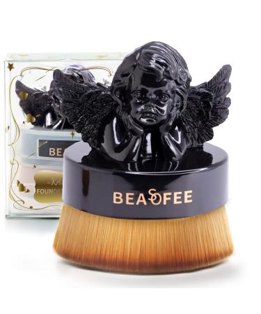 Foundation Makeup Brush Flat Top Kabuki Foundation Face Makeup Brushes Professional Body Foundation Brush for Blending Liquid Cream or Mineral Powder Large Body Makeup Face Brush 02Black