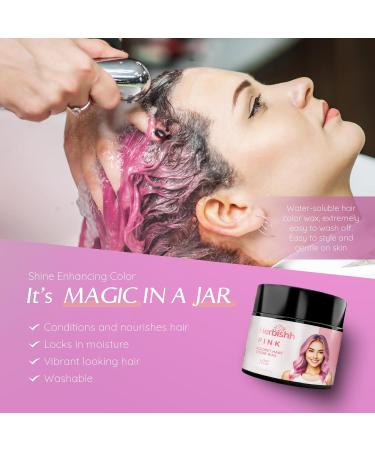Herbishh Koloret Pink Temporary Hair Color Wax - Vegan Washable Instant Hair Dye for Kids Men & Women - 5.07 fl oz - Buy Online on GoSupps.com