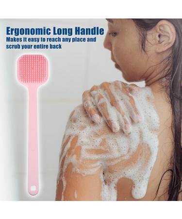 VOCOSTE Soft Silicone Bath Brush - Non-Slip Back Scrubber Shower with Long Handle in Pink for Men and Women - Buy Online on GoSupps.com