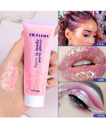 Buy Pink Body Glitter Gel - 50ml Festival Makeup Accessories for Face Nails & Lips | International Shipping Available - Buy Online on GoSupps.com