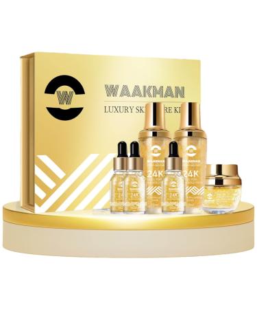 Luxury 24K Gold Moisturizing Nourishing Anti-Aging Moisturizer Toner Facial Cream & Serum Skincare Set