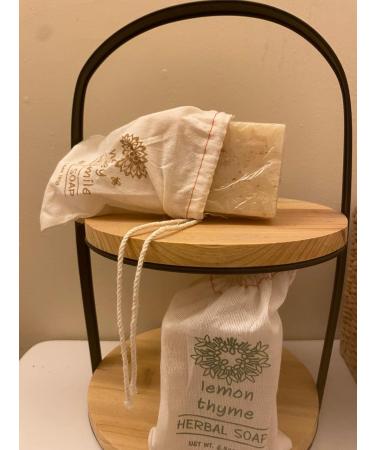 Buy Herbal Soaps Set - Honey Chamomile & Lemon Thyme | Shea Butter Olive Oil | Eco-Friendly Cloth Sacks | International Shipping - Buy Online on GoSupps.com