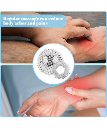 Neerix 2 Couples Hedgehog Massage Set | 10pc Acupressure Ring & Fitness Nop Ball for Foot Hand & Back Muscle Relief - Magnetic Acupressure Balls (Silver) - Buy Online on GoSupps.com