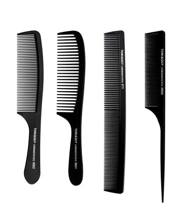 Phoetya 4 Pieces Wide Tooth Combs for Men Professional Styling Comb Set Curly Hair Combs Heat Resistant Anti-static Cutting Combs Detangling Hair Comb Set With Comfortable Handle Black