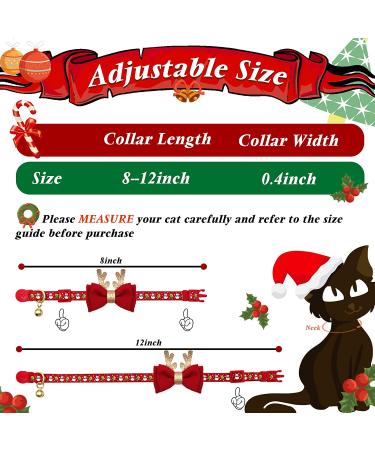 Azuza 2 Pack Cat Collar Breakaway with Bell and Removable Bowtie - Adjustable from 8-12 inches - Christmas Gift Set - Buy Online on GoSupps.com