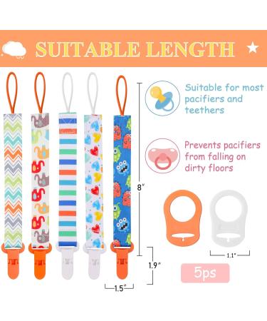 10 Pcs Boys Dummy Clips with Silicone Adapter | Baby Pacifier Holder Straps for Teething Toys - Orange - Buy Online on GoSupps.com