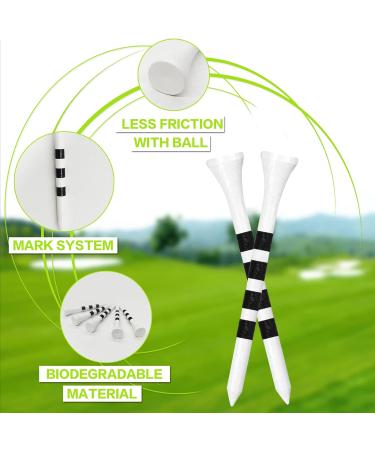 FINGER TEN Golf Tees Wooden Bamboo 3 1/4 & 2 3/4 Inch Durable Biodegradable Colored Tee Pack - 120 Count - White & Black - Buy Online on GoSupps.com