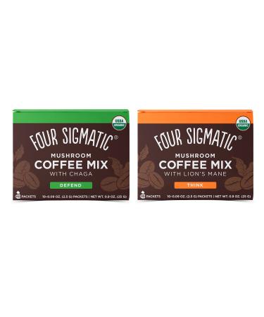 Four Sigmatic Mushroom Coffee Mix Pack of 2 - Lion's Mane and Chaga & Cordyceps and Chaga