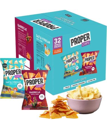 Gift Idee Gluten Free Lentil Chips 14g - Vegan Chips - BBQ Vinegar & Salt Healthy Low Calorie Snack Box for Kids Lunch Party and Night Out (32 Count)