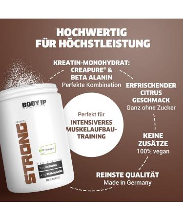 Buy Body IP Perfect Strong Creatine & Beta Alanine Powder | 100% Vegan Creapure Creatine Monohydrate | 480g - 60 Portions | Light Citrus Flavor | Muscle Building | Made in Germany - Buy Online on GoSupps.com
