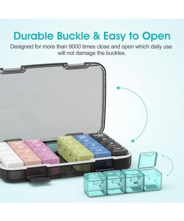 Restree Weekly Pill Organizer - 4 Times a Day Large 28 Compartment Moisture-Proof & Waterproof Medicine Box for Vitamins Fish Oil & Supplements - Black - Buy Online on GoSupps.com