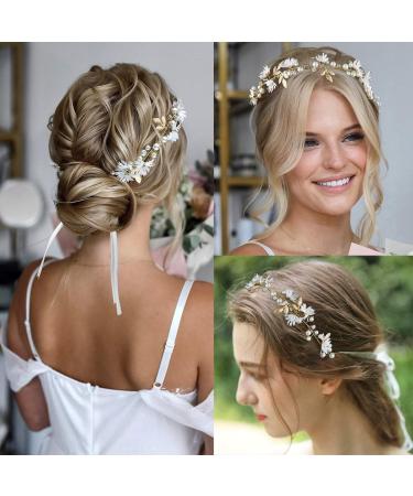 7-Piece Flower Girls Headpieces Set | Bridal Hair Accessories with Pearls, Rhinestones, and Leaf Design - Buy Online on GoSupps.com