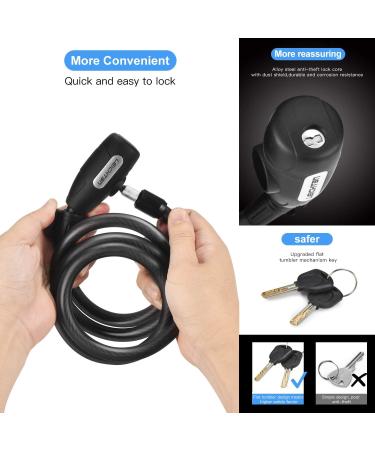 LEICHTEN 4 Feet Coiled Bike Cable Lock with Keys | High Security Heavy Duty Key Lock for Bicycle Outdoors | 1/2 Inch Diameter | Includes Mounting Bracket - Buy Online on GoSupps.com