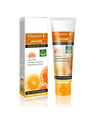 Advanced Sun Cream Spf 50+ Face Sunscreen With Vitamin C SPF 50 Face Moisturiser SPF 50 UVA & UVB Protection Suncream Waterproof & Non-Greasy Moisturising Cream For Daily Use Sunscreen SPF 50+