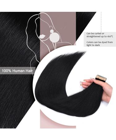 Hotlulana 22 Inch Deep Black Tape In Extensions - 100% Real Hair 50g 20PCS Invisible Skin Weft - Buy Online on GoSupps.com
