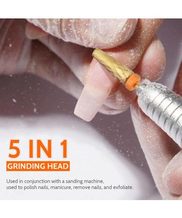Nail Drill Bits 5 in 1 Multifunctional Replacement Nail File Bits Acrylic Nail Tools for Manicuring Polishing Pedicuring Removing - Buy Online on GoSupps.com