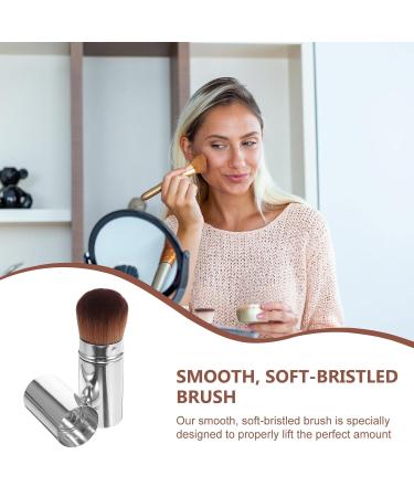 Retractable Blush Brush - Portable Metal Travel Makeup Brush with Cover Ideal for Foundation & Loose Powder Application - Buy Online on GoSupps.com